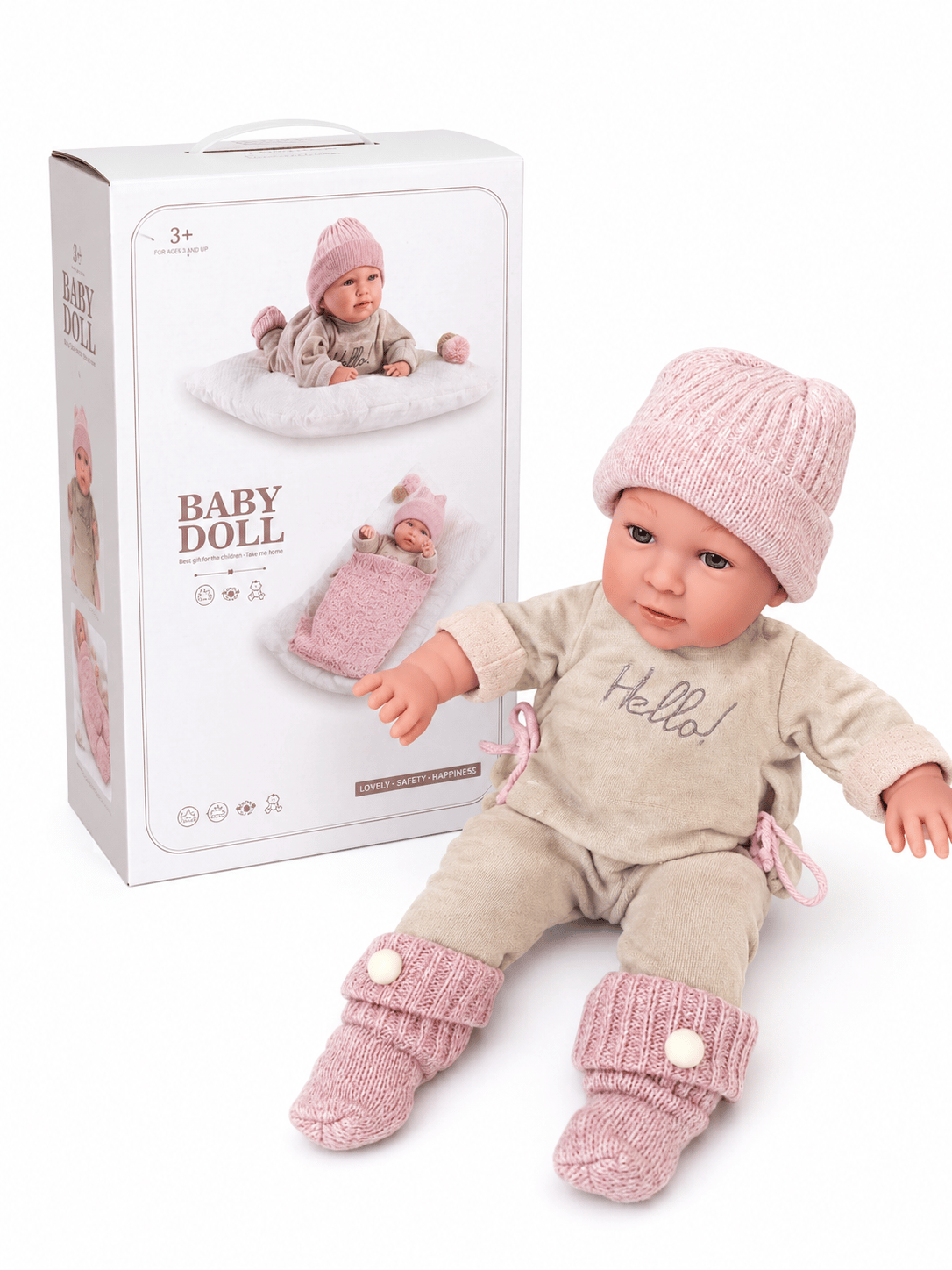 Soft Baby Doll with Realistic Design and Elegant Winter Clothes