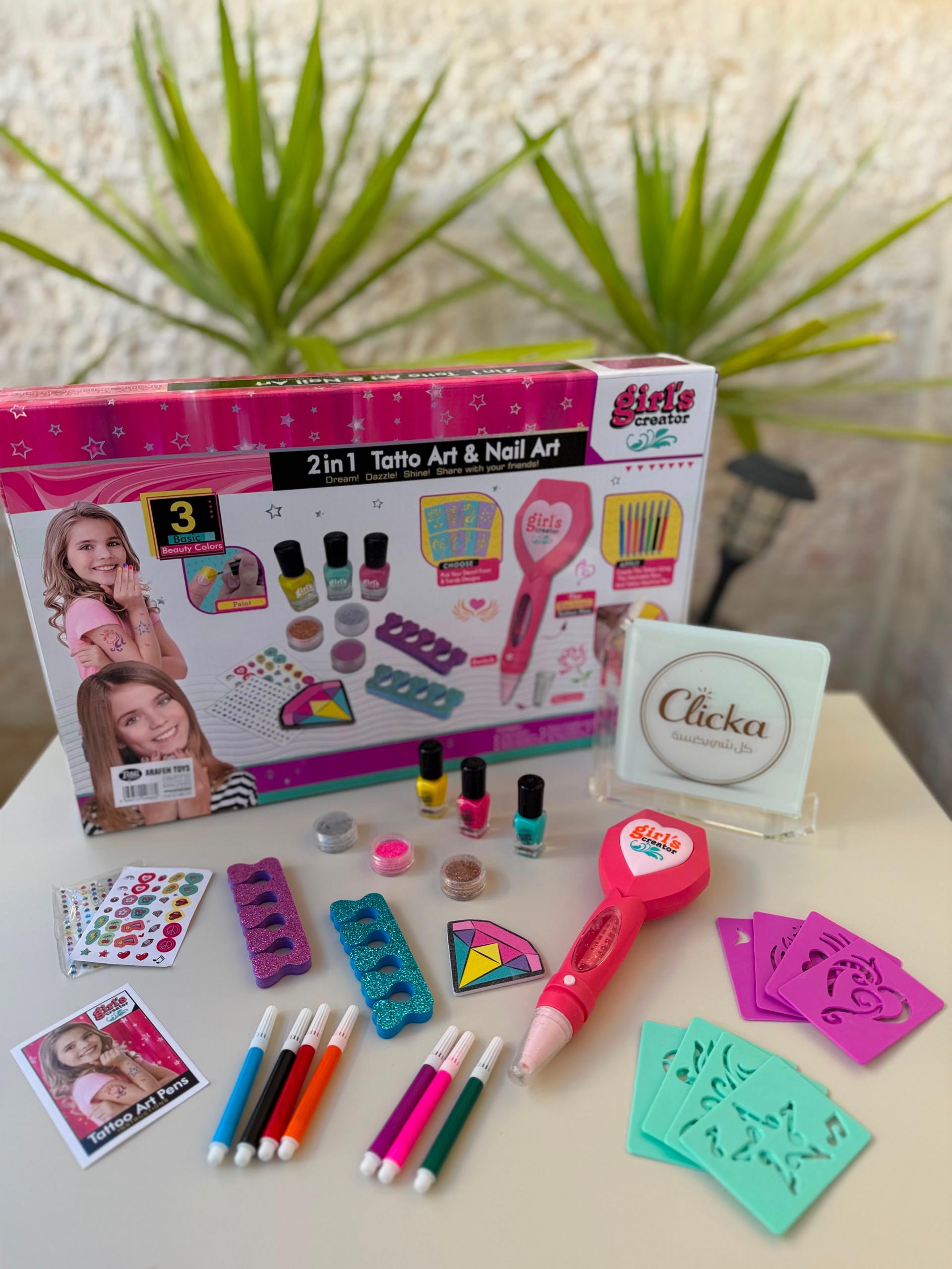 2 in 1 Tattoo and Nail Art Set for Girls