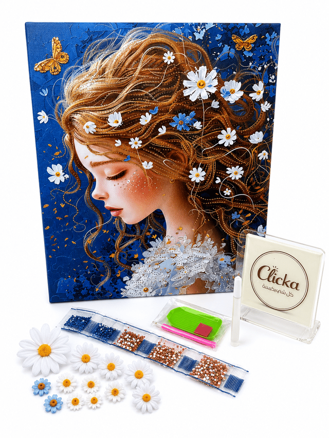 لوحة تلوين ألماس (Diamond Painting) – فتاة الزهور thumbnail 1