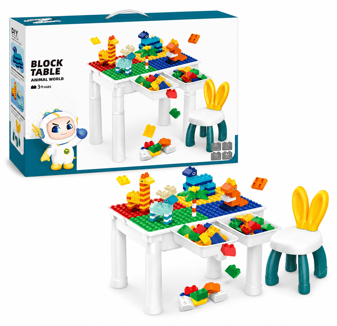 Kids Building Block Table with Chair