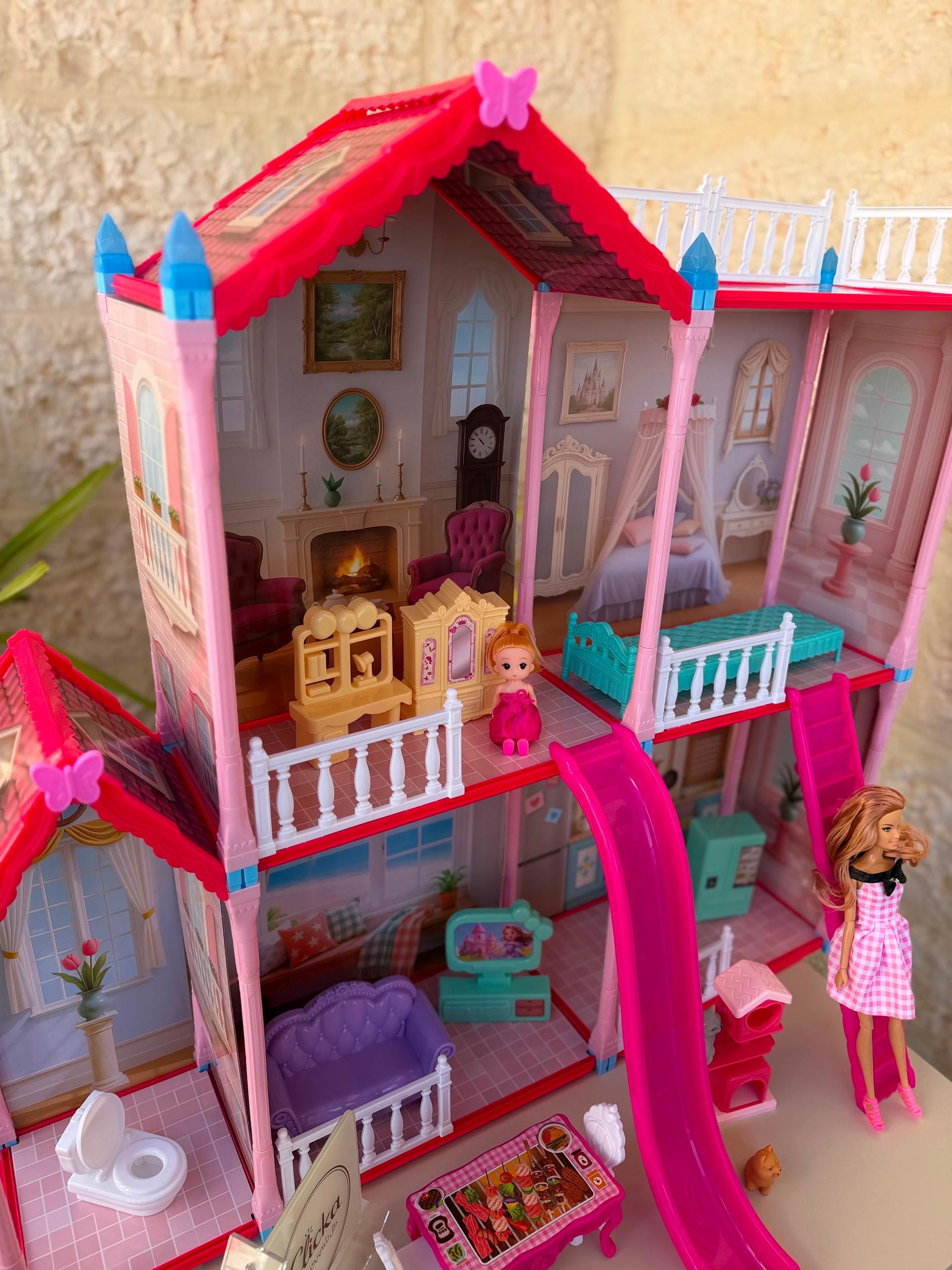 Deluxe Dollhouse with Doll and Accessories, 182 Pieces