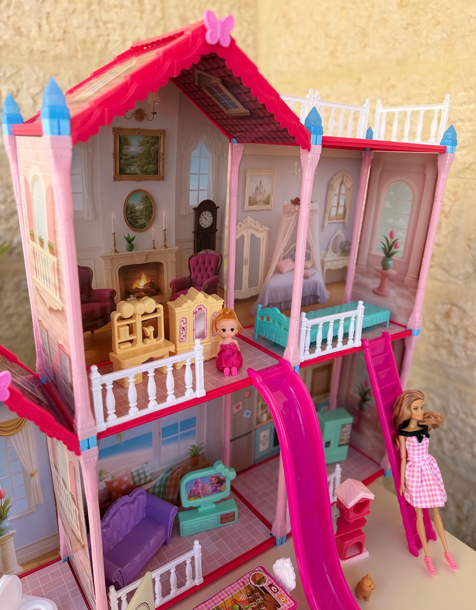 Deluxe Dollhouse with Doll and Accessories, 182 Pieces
