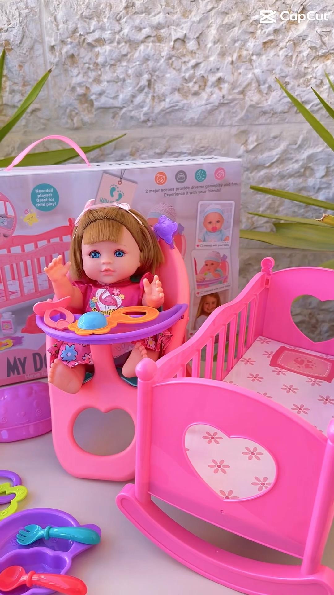Kids Doll Set with Cot and Care Accessories video 6