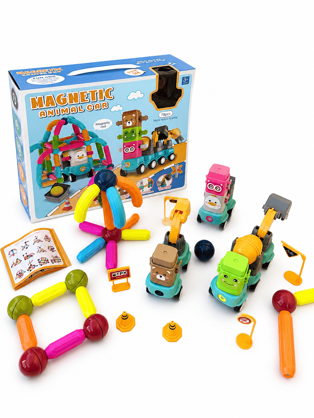 Magnetic Animal Car Play Set