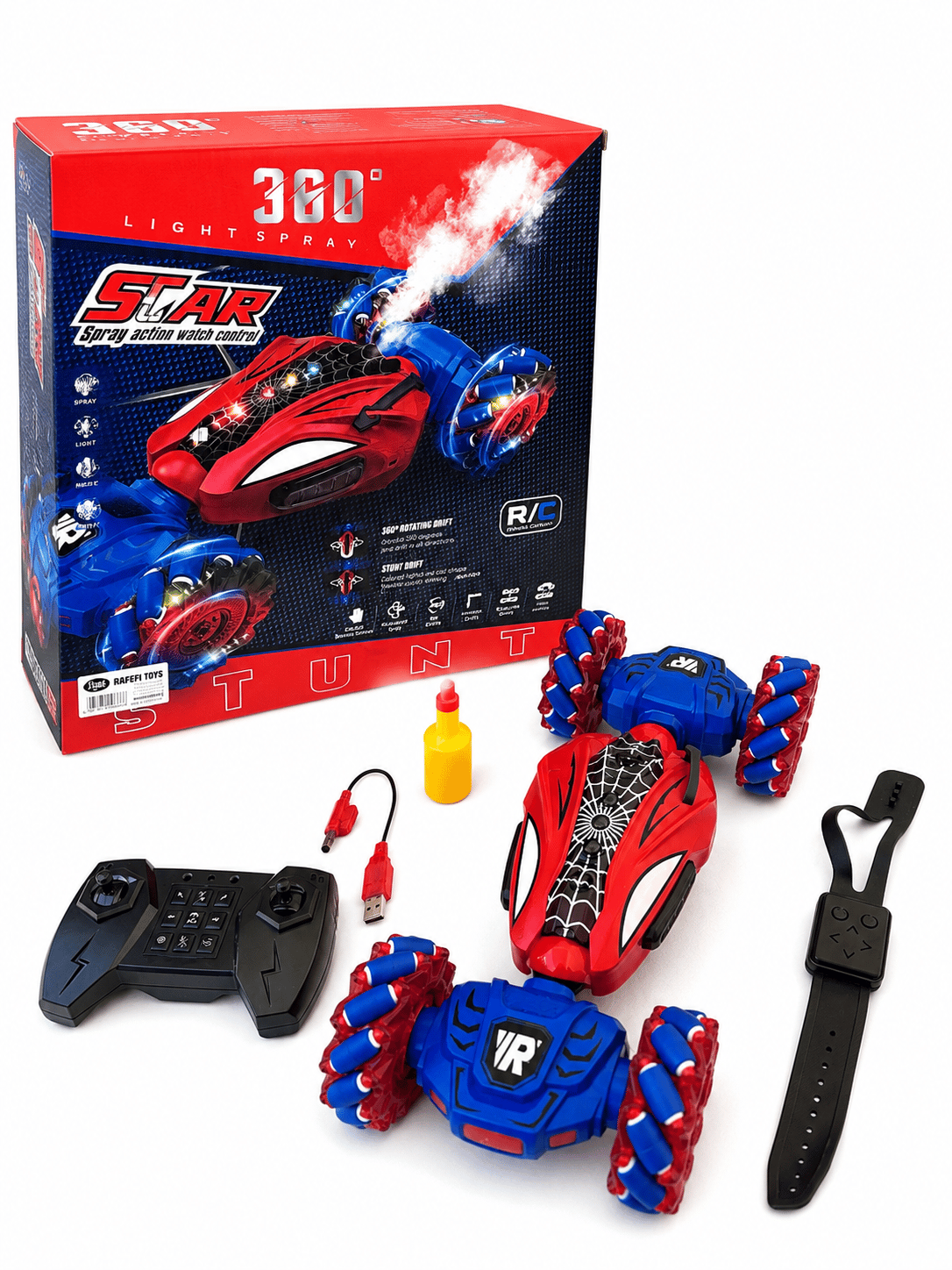 Spider Man Stunt Remote Control Car with Gesture Watch