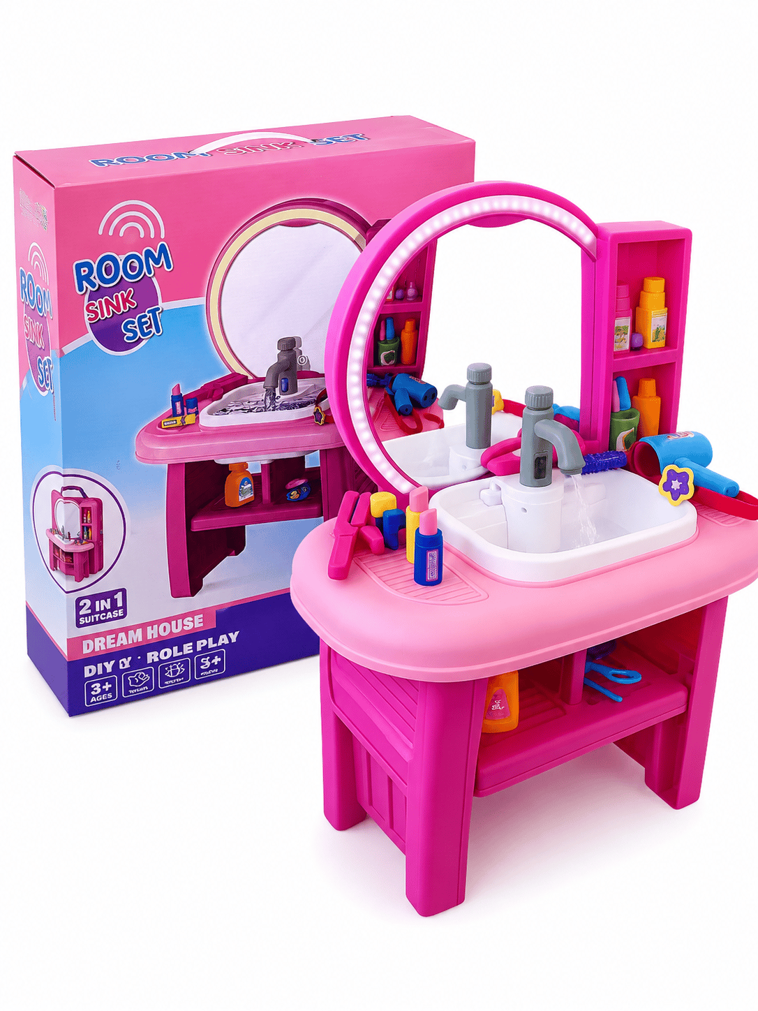 Kids Beauty Table and Salon with Sink and Lights