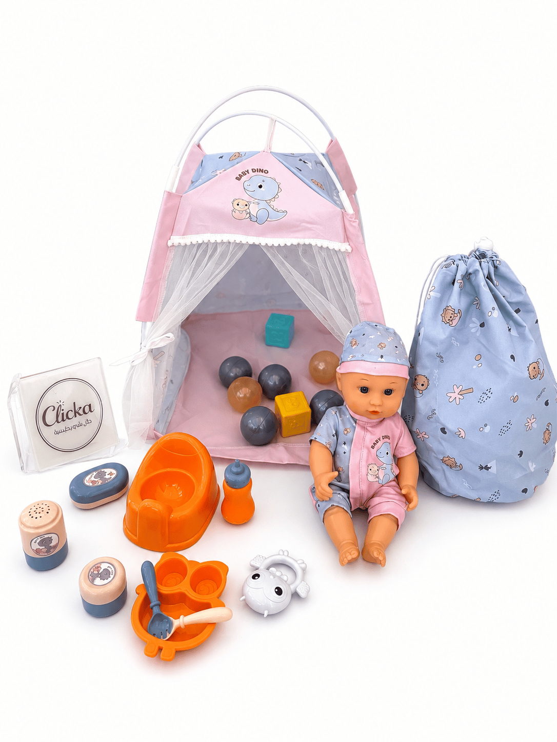Baby Dino Doll with Play Tent