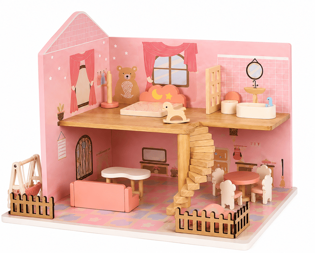 صورة مصغّرة 2 لـ بيت الدمية الخشبي الفاخر – Premium Wooden Doll House  💕