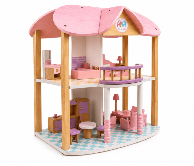صورة مصغّرة 2 لـ بيت باربي الخشبي الفاخر – Premium Wooden Barbie House  🎀