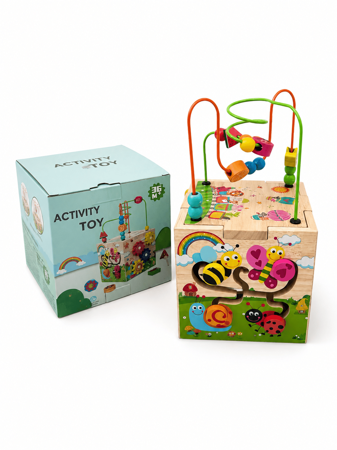 Multi-Activity Educational Wooden Cube Toy