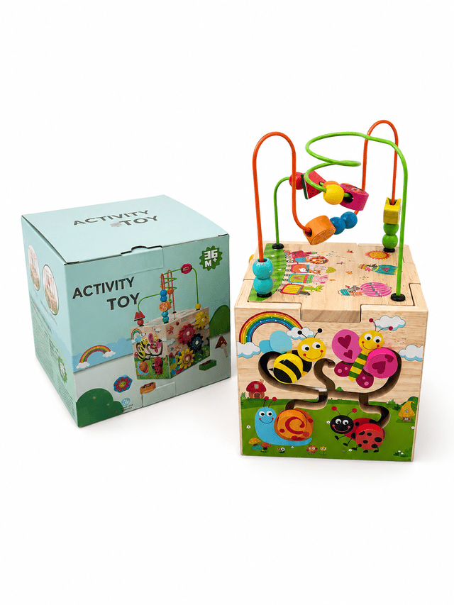 Multi-Activity Educational Wooden Cube Toy thumbnail 1