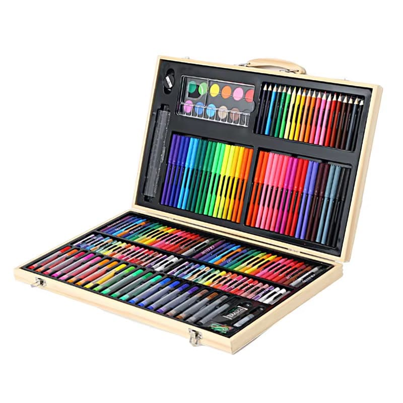 Complete Kids' Drawing & Art Set in Wooden Case 🖍️