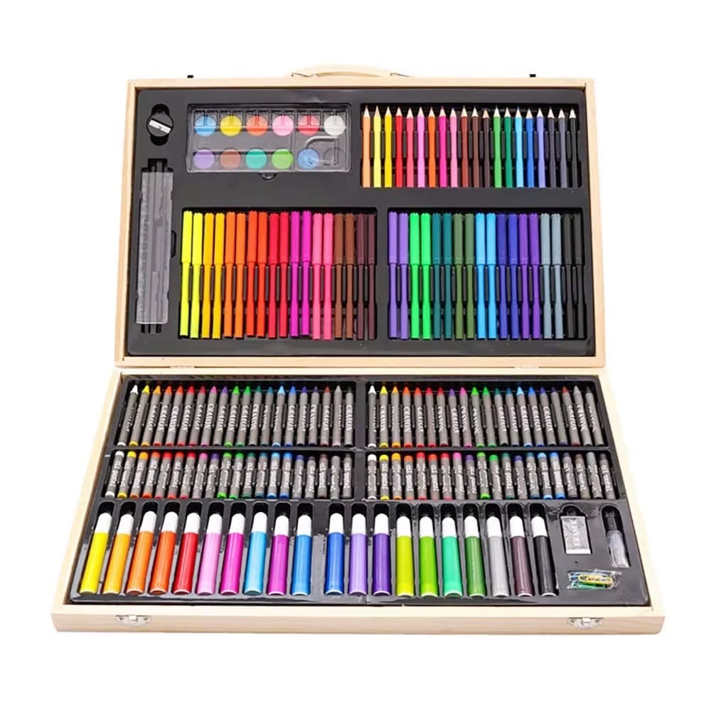 Complete Kids' Drawing & Art Set in Wooden Case 🖍️